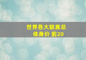 世界各大联赛总体身价 前20